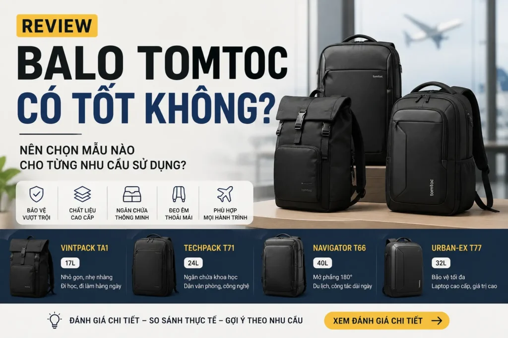 Review balo Tomtoc có tốt không? Nên chọn mẫu nào cho từng nhu cầu sử dụng?